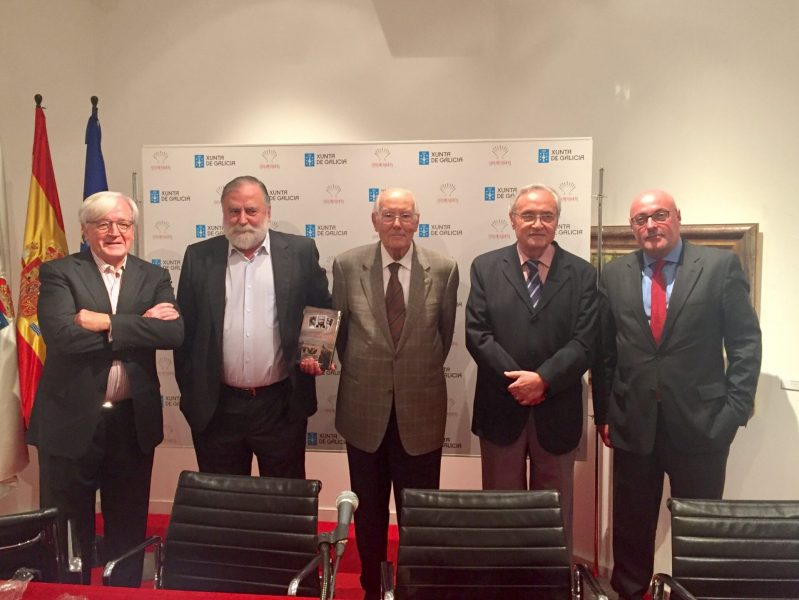 De Izq. a dcha. Romero Fontao, José Cora, José Manuel Romay, el delegado de la Xunta en Madrid José Ramón Ónega y Daniel Fernández