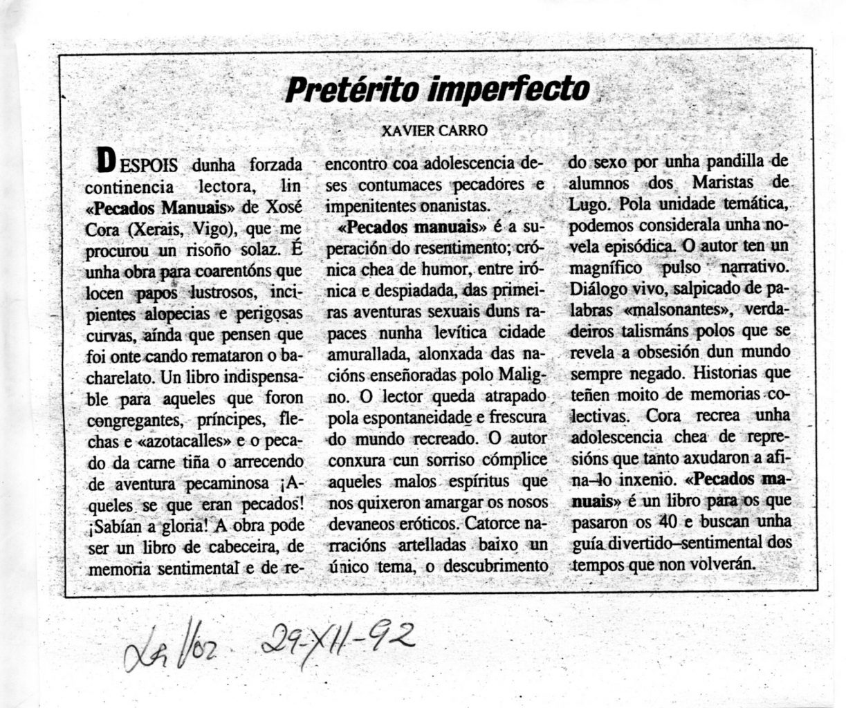La Voz de Galicia 29/12/1992